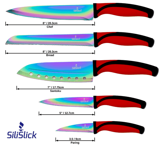 Stainless steel red handle kitchen knife set